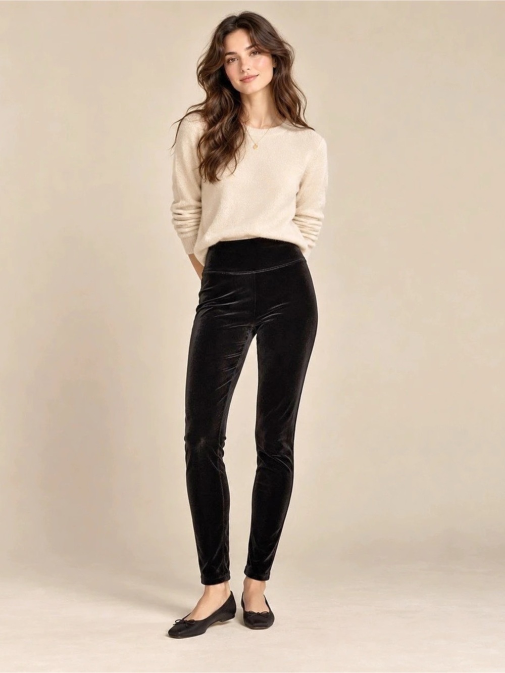 SPANX Black Velvet High Rise Skinny Leggings Small